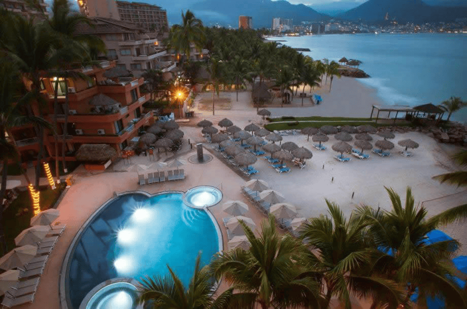 Luxury resort pool overlooking Banderas Bay Puerto Vallarta - AIP vacation club promotion